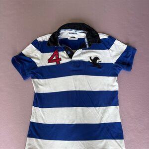 Express Men's Striped Rugby Polo Shirt Multicolor Long Sleeve‎ Size M